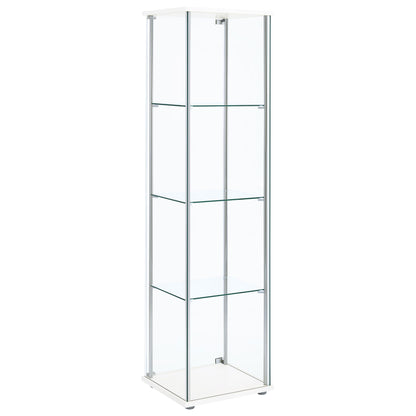 Bellatrix 4-shelf Clear Glass Curio Cabinet White