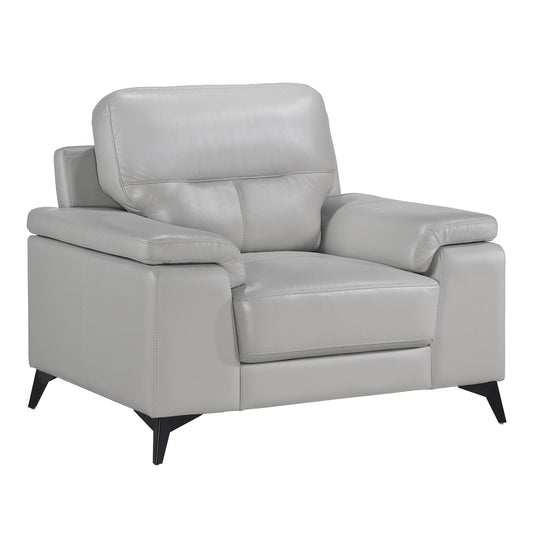 Homelegance Mischa Accent Chair in Silver Gray Leather 9514SVE-1