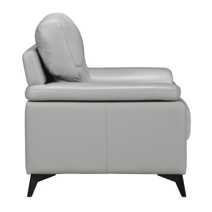 Homelegance Mischa Accent Chair in Silver Gray Leather 9514SVE-1
