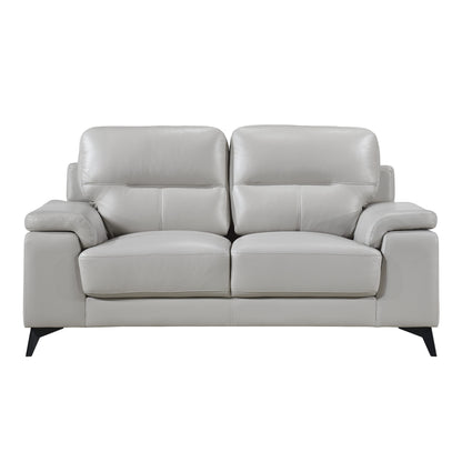 Homelegance Mischa Loveseat in Silver Gray Leather 9514SVE-2