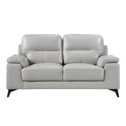 Homelegance Mischa Loveseat in Silver Gray Leather 9514SVE-2