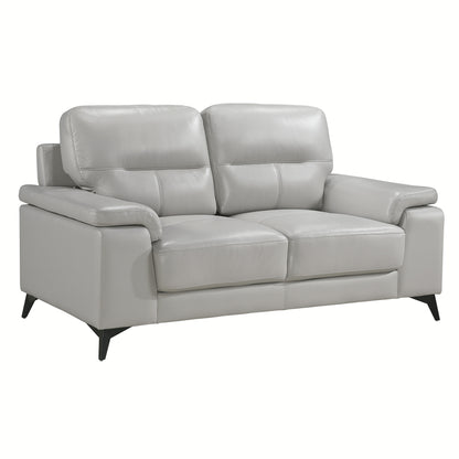 Homelegance Mischa Loveseat in Silver Gray Leather 9514SVE-2
