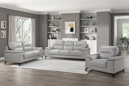 Homelegance Mischa Accent Chair in Silver Gray Leather 9514SVE-1