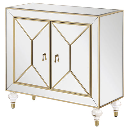 Lupin 2-door Mirrored Storage Accent Cabinet Champagne