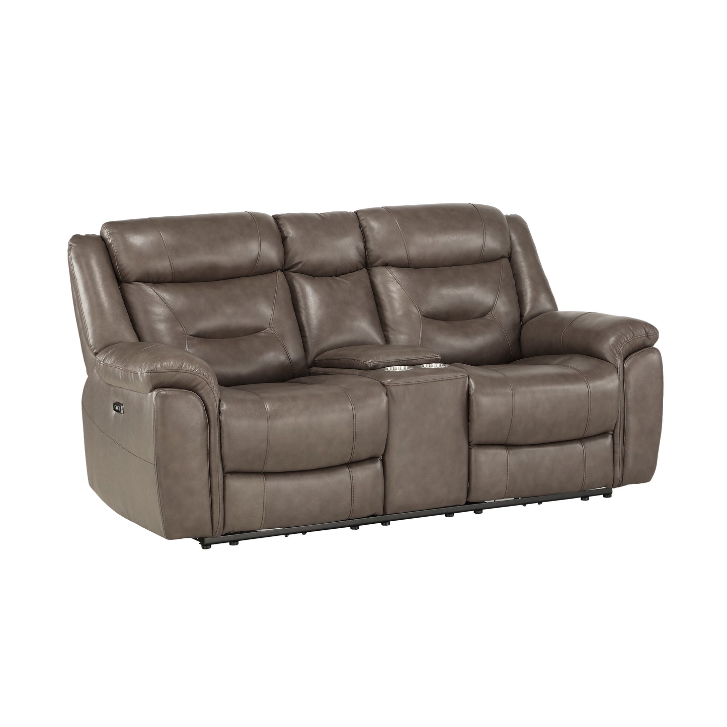 Homelegance Kennett Loveseat Power Reclining with Center Console in Brownish Gray 9528BRG-2PWH