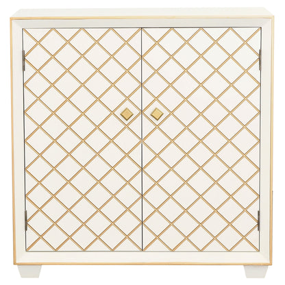 Belinda 2-door Storage Accent Cabinet White and Gold