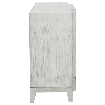 Mckellen 4-door Wood Trellis Accent Cabinet Distressed White
