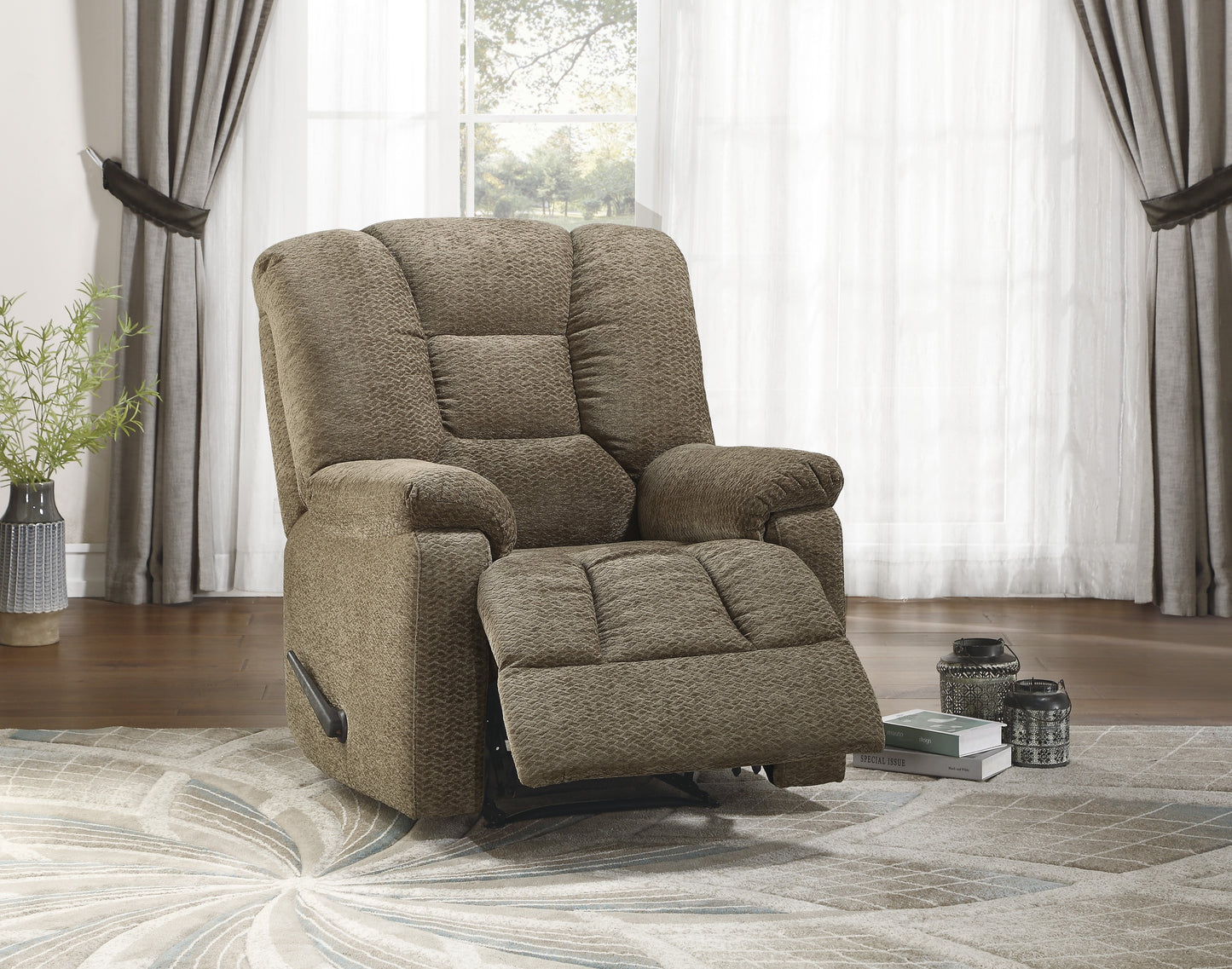 Homelegance Kaylene Reclining Chair in Brown Chenille Fabric 9533BR-1