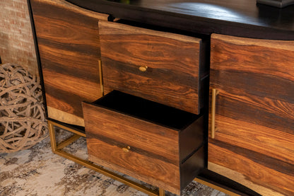 Zara 2-door 57" Wood Accent Storage Cabinet Black Walnut