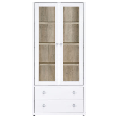 Hawthorne 4-shelf Glass Door Tall Cabinet with Drawers White