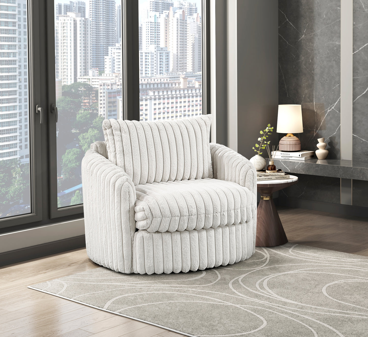 Homelegance Accent Chair Swivel Chair in Beige Fabric Stylish Comfort 9539BEG-1SW