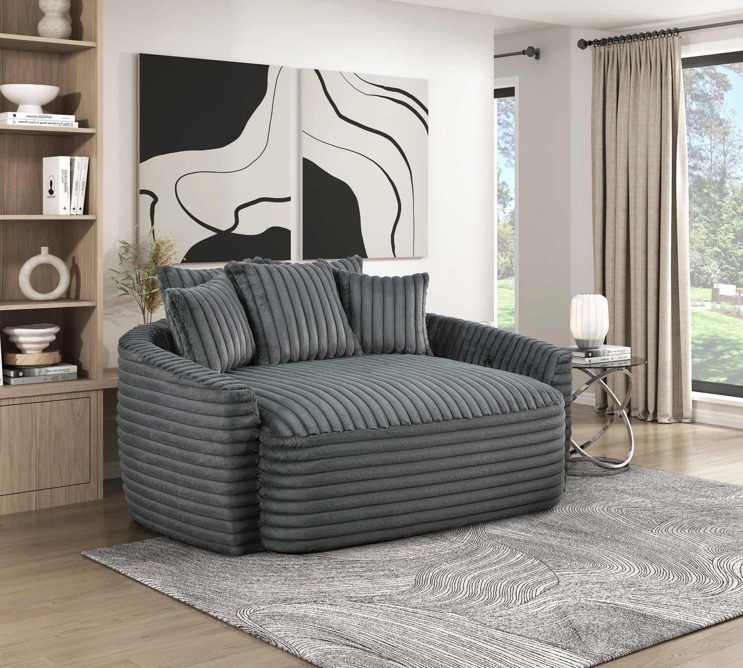 Homelegance Chaises Gray Fabric Lounge Chair 9539DGY-5