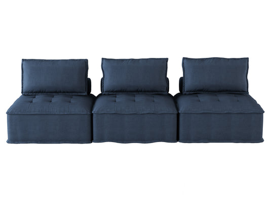 Homelegance Ulrich Sofa Textured Blue Upholstery with Removable Back Pillows 9545BU-3