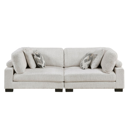 Homelegance Loveseat Beige Textured Microfiber Upholstery 9555BEG-2