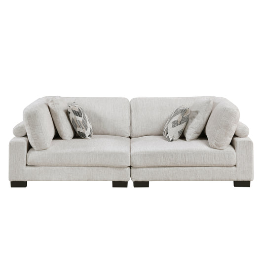 Homelegance Loveseat Beige Textured Microfiber Upholstery 9555BEG-2