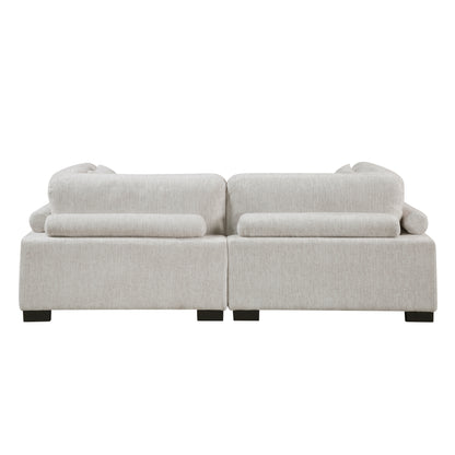 Homelegance Loveseat Beige Textured Microfiber Upholstery 9555BEG-2