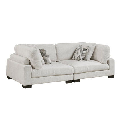 Homelegance Loveseat Beige Textured Microfiber Upholstery 9555BEG-2