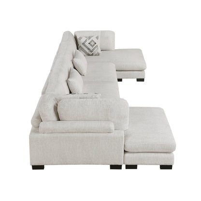 Homelegance Sectional Sofa in Beige with Reversible Chaise 9555BEG-42AC2VC