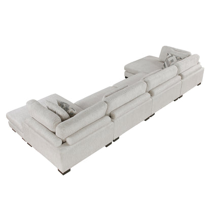 Homelegance Sectional Sofa in Beige with Reversible Chaise 9555BEG-42AC2VC