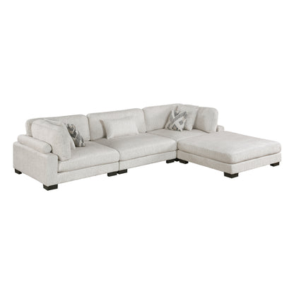 Homelegance Sectional Sofa in Beige with Chocolate Trim 9555BEG-42CRACOT