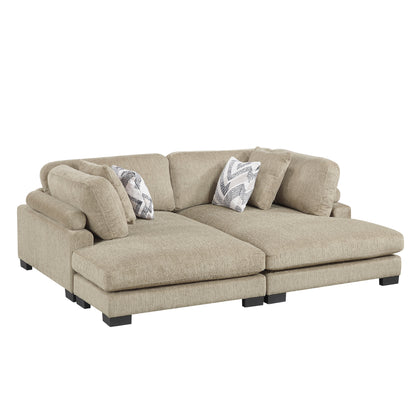 Homelegance Chaise Loveseat in Brown 9555BRW2VC