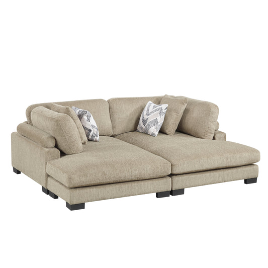 Homelegance Chaise Loveseat in Brown 9555BRW2VC