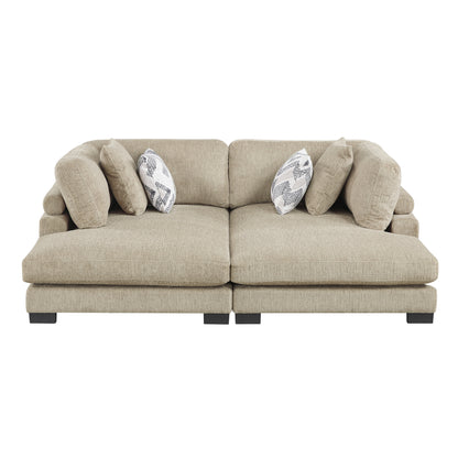 Homelegance Chaise Loveseat in Brown 9555BRW2VC