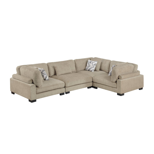 Homelegance Sectional Sofa in Brown with Cream Accent 9555BRW-43CRAC