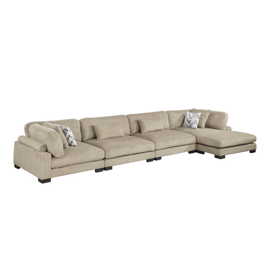 Homelegance Sectional Sofa in Brown with Cream Accent 9555BRW-4CR2ACVC