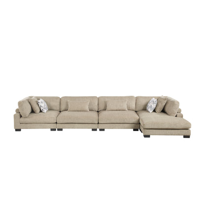Homelegance Sectional Sofa in Brown with Cream Accent 9555BRW-4CR2ACVC