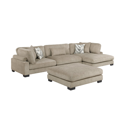 Homelegance Sectional Sofa in Brown and Cream 9555BRW-4CRACVCOT
