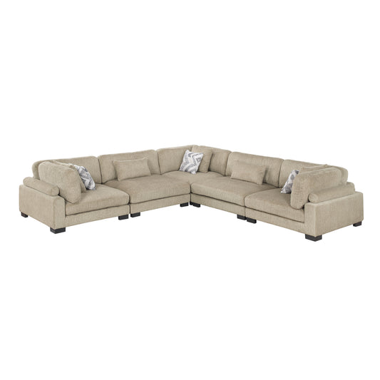 Homelegance Sectional Sofa in Brown with Cream Accent 9555BRW-53CR2AC