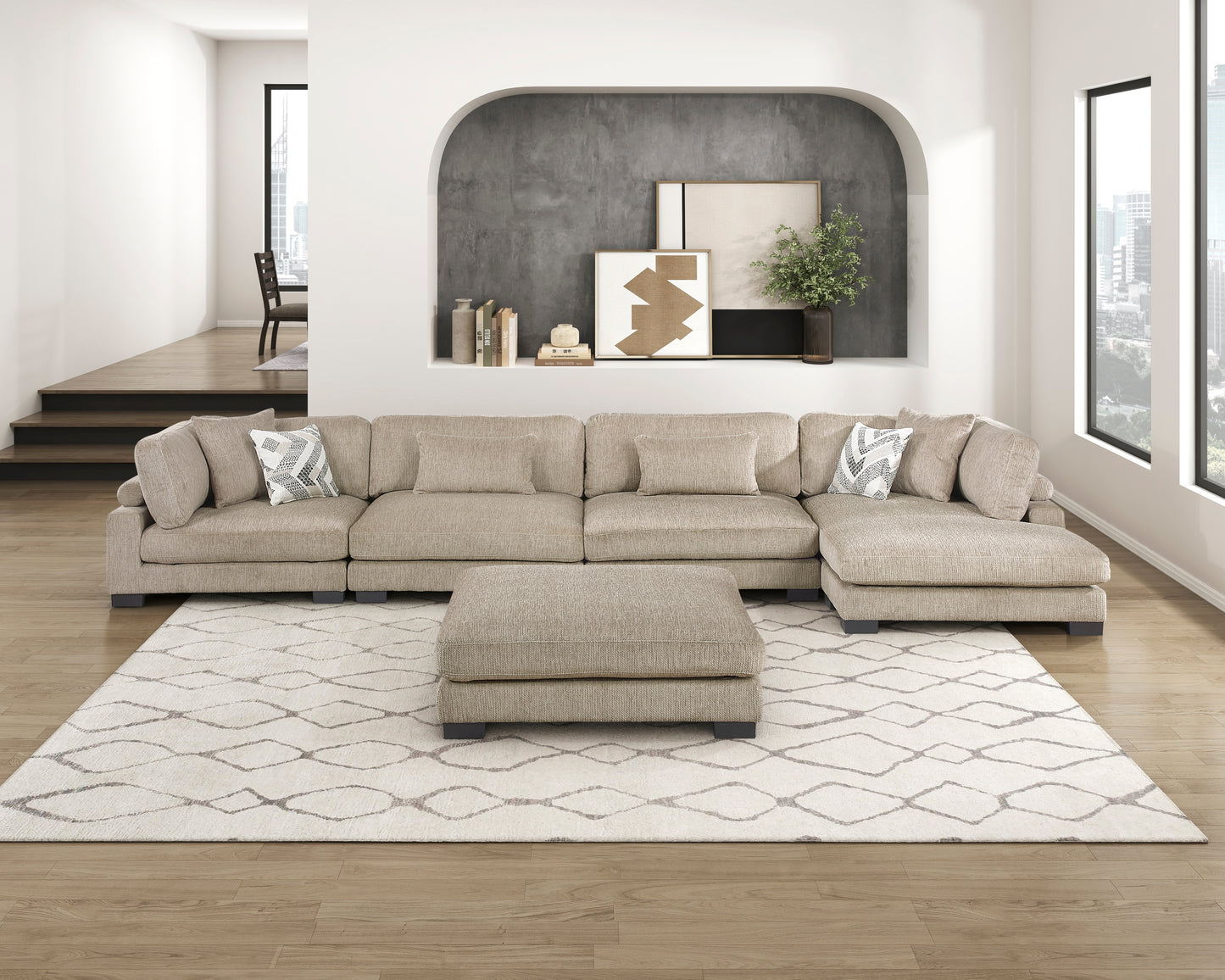 Homelegance Ottomans Benches Brown Fabric Upholstered Ottoman 9555BRW-4