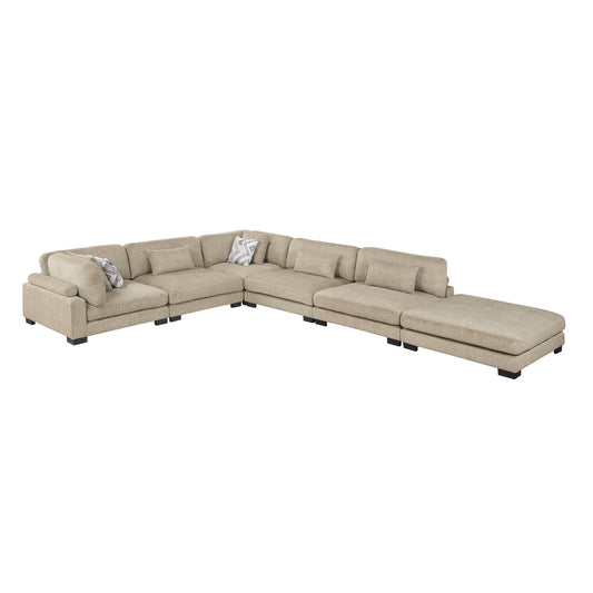 Homelegance Sectional Sofa in Brown with Cream Accent 9555BRW-62CR3ACOT