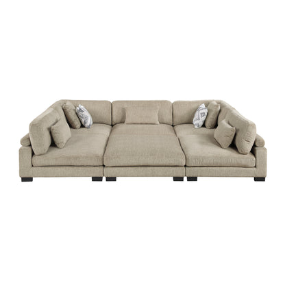 Homelegance Sectional Sofa in Brown with Cream Accent 9555BRW-62CR3ACOT