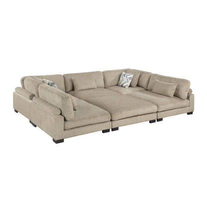 Homelegance Sectional Sofa in Brown with Cream Accent 9555BRW-62CR3ACOT
