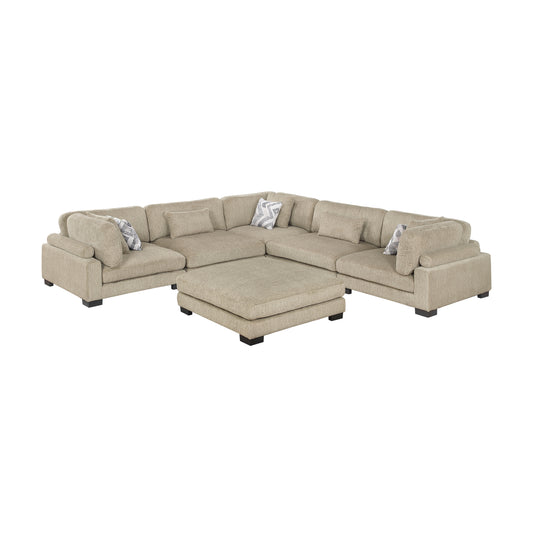 Homelegance Sectional Sofa in Brown with Cream Accent 9555BRW-63CR2ACOT