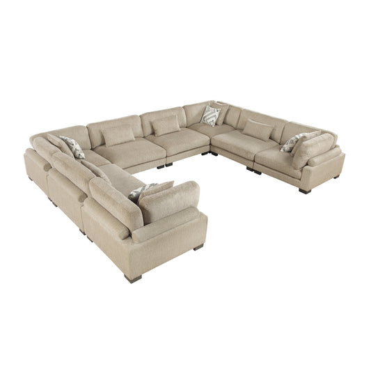 Homelegance Sectional Sofa Brown with Cream Accent 9555BRW-84CR4AC