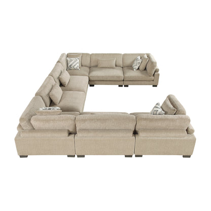 Homelegance Sectional Sofa Brown with Cream Accent 9555BRW-84CR4AC