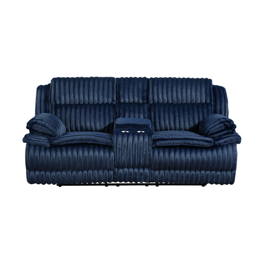 Homelegance Loveseat Reclining in Blue Fabric 9577BU-2
