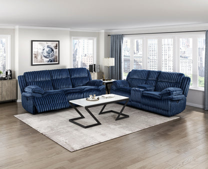 Homelegance Reclining Sofa in Blue Fabric 9577BU-3