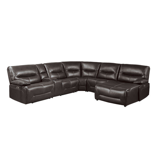 Homelegance Dyersburg Sectional Sofa in Brown 9579BRW-6LRRCPW