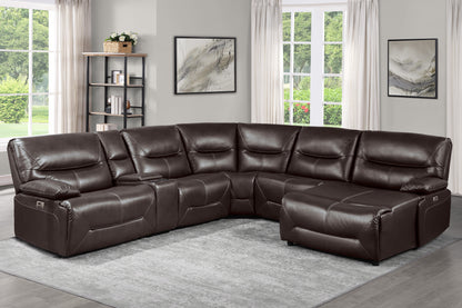 Homelegance Dyersburg Sectional Sofa in Brown 9579BRW-6LRRCPW