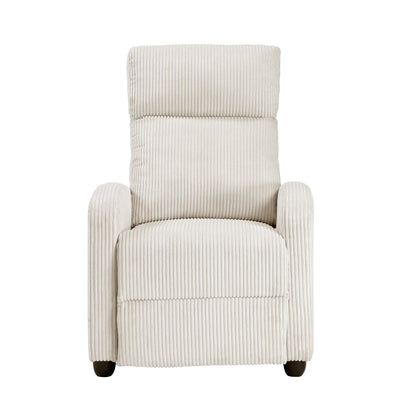 Homelegance Maye Reclining Chair in Beige Corduroy with Push Back Feature 9588BEG-1PB