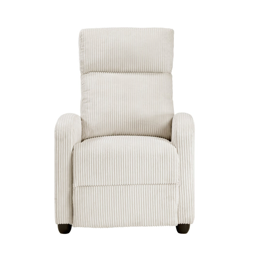 Homelegance Maye Reclining Chair in Beige Corduroy with Push Back Feature 9588BEG-1PB