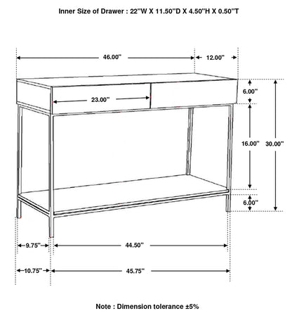 Rubeus 2-drawer Wood Entryway Console Table White Washed