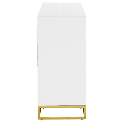 Elsa 2-door Wood Storage Accent Cabinet White and Gold