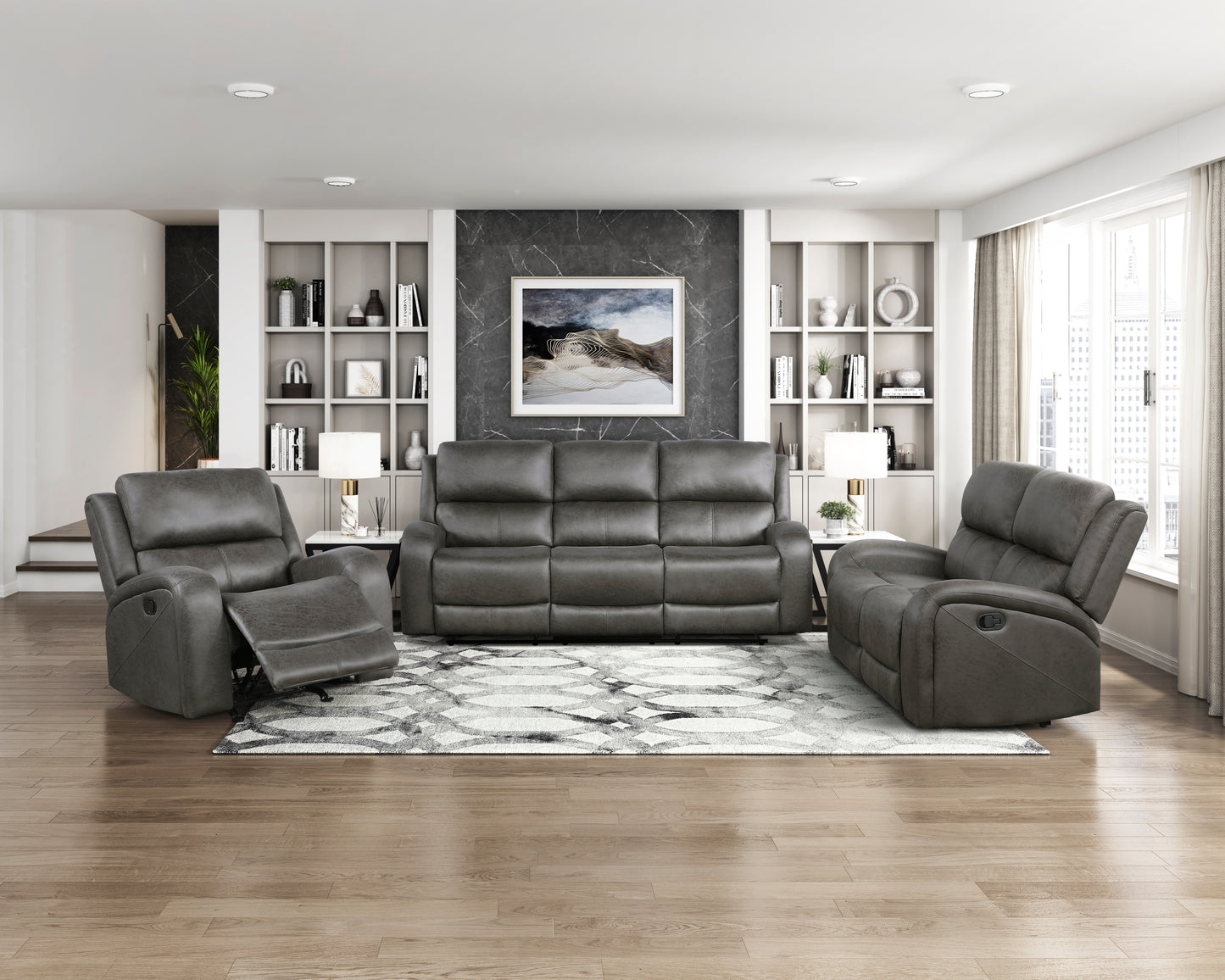 Homelegance Accent Rocker Reclining Chair in Gray Fabric 9601GY-1