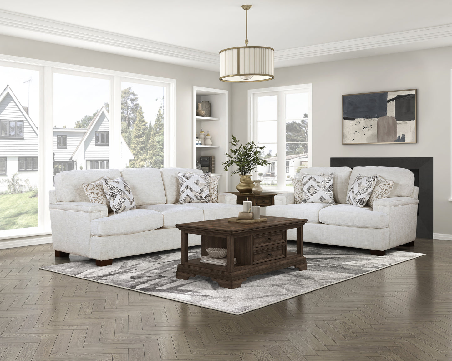 Homelegance Orson Loveseat in Cream Chenille with Reversible Cushions 9603CR-2