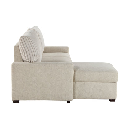 Homelegance Gallatin Sectional Sofa Beige Boucle with Pull-Out Bed 9605BE-2LCRL